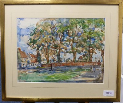 Lot 1060 - Rowland Henry Hill (1873-1952) Figures on a wooded pathway, signed and dated 1945, pencil and...