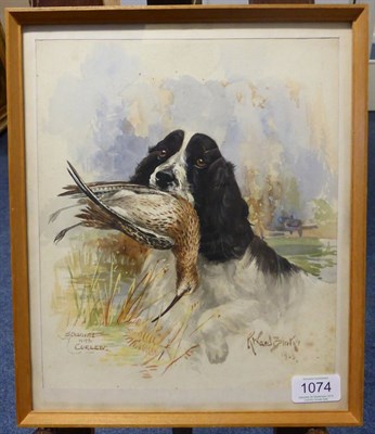 Lot 1074 - Reuben Ward Binks (1880-1950) ";Spaniel with Curlew"; signed, inscribed and dated 1923,...