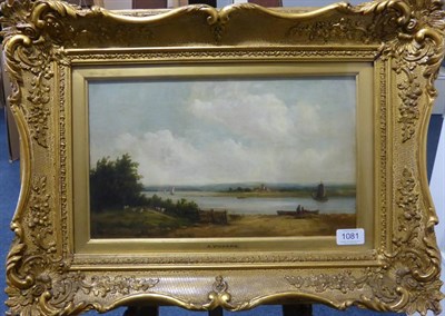 Lot 1081 - Attributed to Alfred Vickers (1786-1868) River landscape, oil on canvas, 21.5cm by 37cm