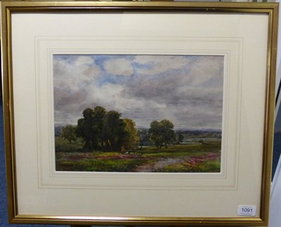 Lot 1091 - George Hamilton Constantine (1875-1967) A shepherd herding sheep in landscape, signed,...