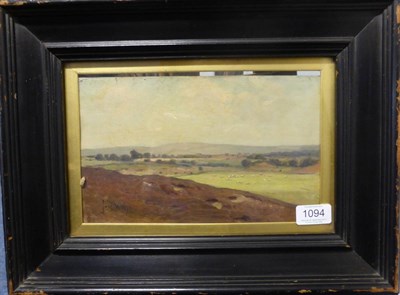 Lot 1094 - José Weiss 1859-1919 An extensive Sussex landscape with sheep grazing, signed, indistinctly...