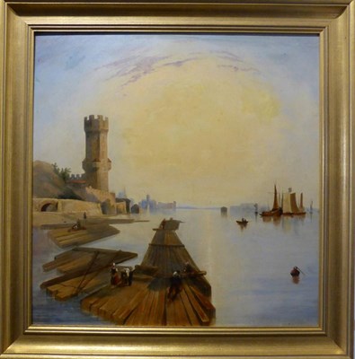 Lot 1101 - Jennens and Bettridge (fl.1815-1864) ";The Rhine at Cologne";, signed, inscribed, papier mache...