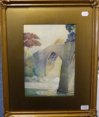 Lot 1103 - Albert Moulton Foweraker (1873-1942) Study of a bridge, signed, oil on canvas laid onto board, 34cm