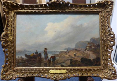 Lot 1110 - James Syer (mid 19th century) Fisherfolk unloading the days catch monogrammed, oil on board,...