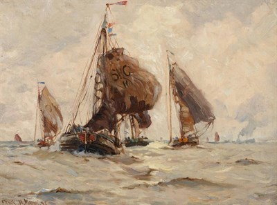 Lot 1111 - Frank Henry Algernon Mason RI, RBA (1876-1965) Steam Trawlers out of Yarmouth, signed and dated...