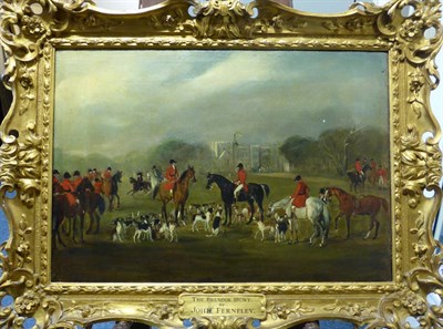 Lot 1119 - Follower of John Ferneley (1782-1860) ";The Belvoir Hunt";, oil on canvas, 30cm by 43.5cm