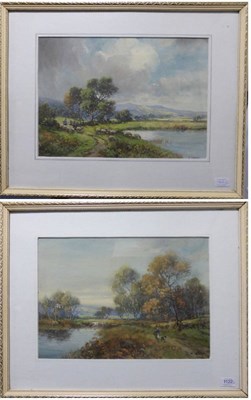 Lot 1122 - William Ashton ROI (1853-1927) Landscapes with sheep, signed, gouache, together with a further...