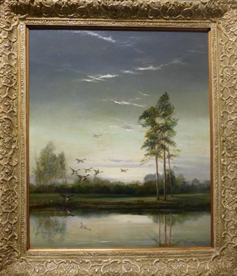 Lot 1128 - Thomas Kennedy (20th century) ";Reflections";, signed, signed and  inscribed verso, oil on...