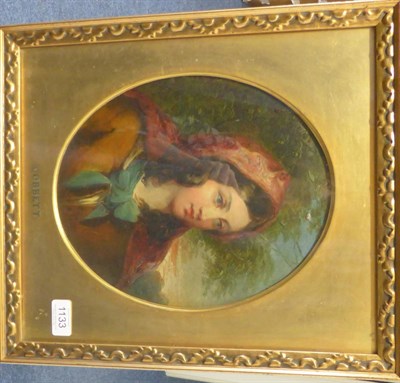 Lot 1133 - Attributed to Edward John Cobbett RBA (1815-1899) ";The Village Belle";, inscribed verso, oil...