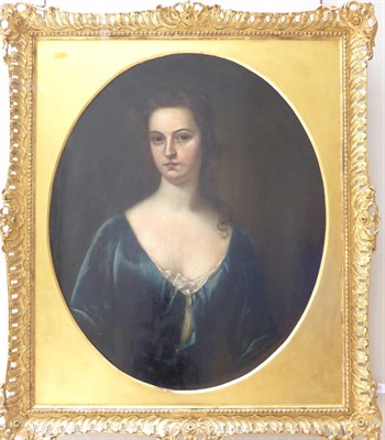 Lot 1150 - Follower of Thomas Hudson (1701-1779) A head and shoulders portrait of a lady wearing a white...