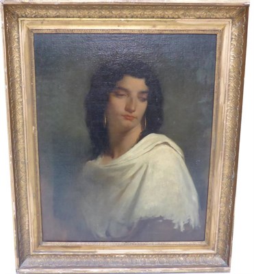 Lot 1164 - Continental School (19th century), Portrait of a gypsy girl, head and shoulders, indistinctly...