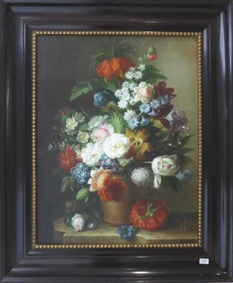 Lot 1166 - Manner of S. Verelst (20th century) Still life of assorted flowers, oil on canvas, 87.5cm by 67cm