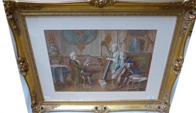 Lot 1169 - Professor R Moretti (19th century) Italian, ";The Music Lesson";, signed and inscribed...