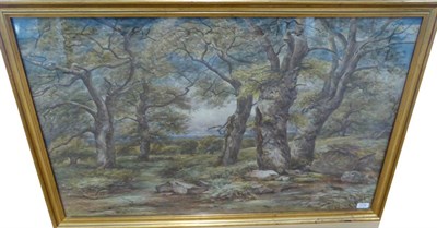 Lot 1170 - James Orrock (1829-1913) Deer on a path in Richmond Park, Surrey, signed and dated 1882,...