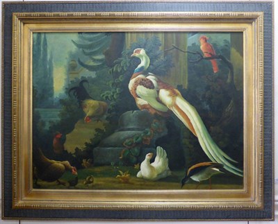 Lot 1173 - Manner of Marmaduke Cradock (20th/21st century) A menagerie of birds, oil on canvas, 75.5cm by...