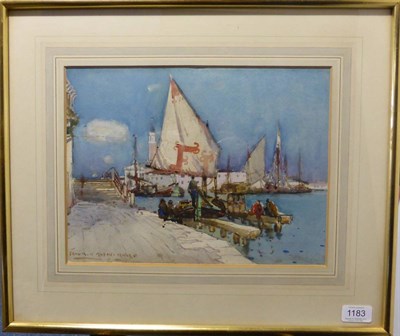 Lot 1183 - Frank H Mason (1876-1965) ";Venice"; Signed and inscribed, mixed media, 24.5cm by 32.5cm