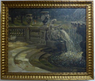 Lot 1184 - Attributed to Alice Maud Fanner (1865-1930) A view of a balustrade and fountain within a...