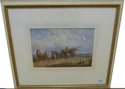 Lot 1187 - Edwin James Meadows (1828-1888) The Haycart, signed, watercolour, 21.5cm by 32cm