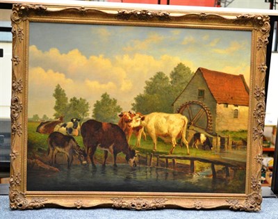 Lot 1188 - Manner of Aelbert Cuyp (19th century) Cattle before a water mill, oil on canvas, 93.5cm, by 128cm