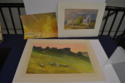 Lot 1209 - Geoffrey Jenkinson RCam A (1925-2005) ";Cow and Calf Rocks, Ilkley";, signed, watercolour, together