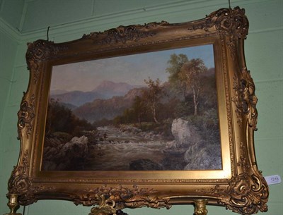 Lot 1215 - George Cammidge (1846-1916) Summer river landscape and fisherman, signed and dated 1880, oil on...