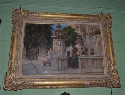 Lot 1216 - Arthur Trevor Haddon RBA (1864-1941) At the Well, signed, oil on canvas, 49cm by 74cm