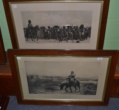 Lot 1223 - Pair of oak framed black and white prints titled 'The Role Call' depicting the Crimea War,...