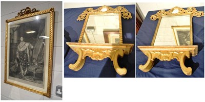 Lot 1228 - A pair of gilt-framed mirrors and a framed print of Louis XVI