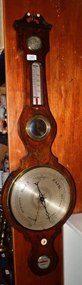 Lot 1237 - A rosewood wheel barometer, circa 1860, swan neck pediment, hygrometer, thermometer box,...