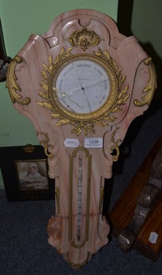 Lot 1239 - A 19th century French pink marble and ormolu mounted barometer (a.f.)