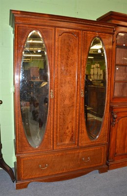 Lot 1262 - An early 20th century Sheraton revival style inlaid mahogany wardrobe