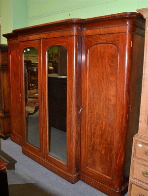 Lot 1265 - Victorian mahogany mirror fronted four door wardrobe, fitted with drawers