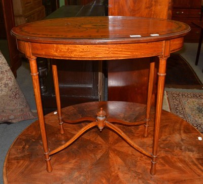 Lot 1270 - Late Victorian oval occasional table in satinwood and marquetry