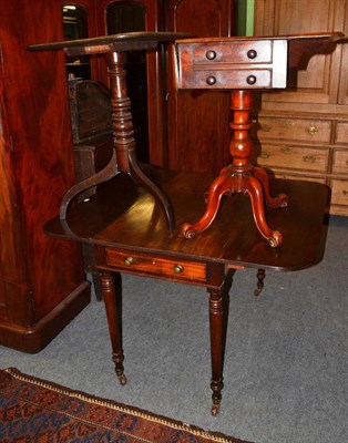 Lot 1275 - George IV mahogany Pembroke table, a Victorian mahogany drop-leaf pedestal table and a George...