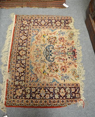 Lot 1278 - Isfahan Wagireh, the cream field of scrolling vine centred by a half pole medallion enclosed at one