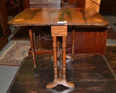 Lot 1281 - A Victorian rosewood and marquetry small Sutherland table of canted oblong form, moulded edged...