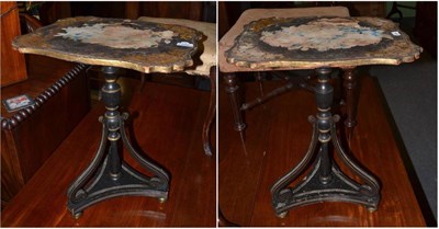 Lot 1286 - Pair of Regency papier-mâché tables (in need of restoration)