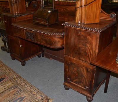 Lot 1290 - William IV carved mahogany pedestal sideboard