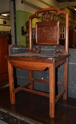 Lot 1298 - Late 19th/early 20th century Chinese carved rosewood chair