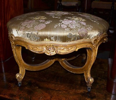 Lot 1299 - Gilt circular stool with over-stuffed seat