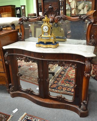 Lot 1303 - * A Victorian carved rosewood and marble top chiffonier, 137cm wide