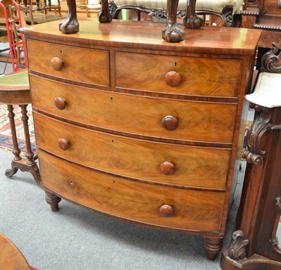 Lot 1304 - * Victorian mahogany five drawer bow fronted chest of drawers