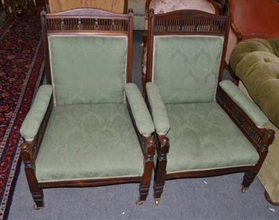 Lot 1325 - Pair of Victorian rosewood armchairs