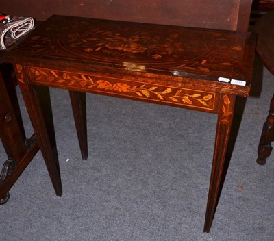 Lot 1331 - A Dutch mahogany and marquetry inlaid fold-over card table