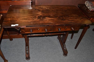 Lot 1332 - A George IV rosewood writing table, fitted two drawers