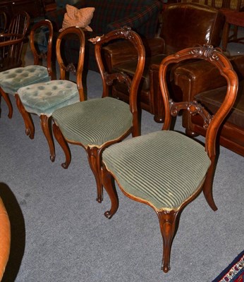 Lot 1344 - Two pairs of mid-19th century French walnut side chairs