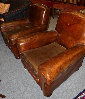 Lot 1345 - Pair of Victorian leather club chairs