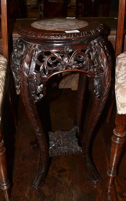 Lot 1364 - Chinese hardwood and marble plant stand