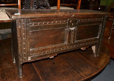 Lot 1366 - A 17th century English joined oak chest with hinged lid