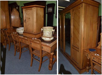 Lot 1387 - Late Victorian bedroom suite comprising: wardrobe, bedside cabinet, two dressing tables, bed...